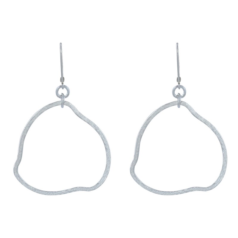 Boucles d'Oreilles Argent Brossé Dormeuse Anneau Déformé