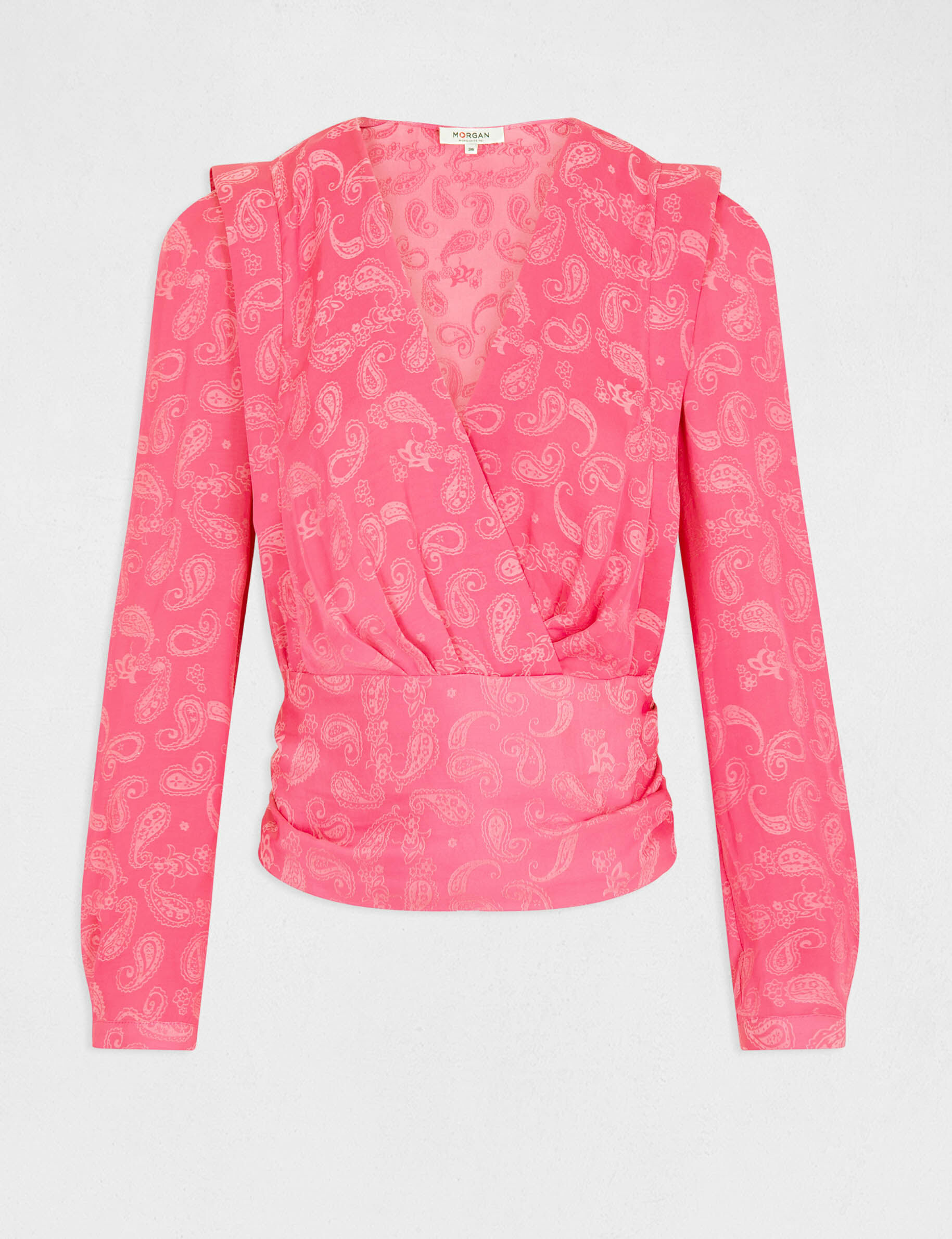 Blouse manches longues imprimée fuchsia femme - fuchsia