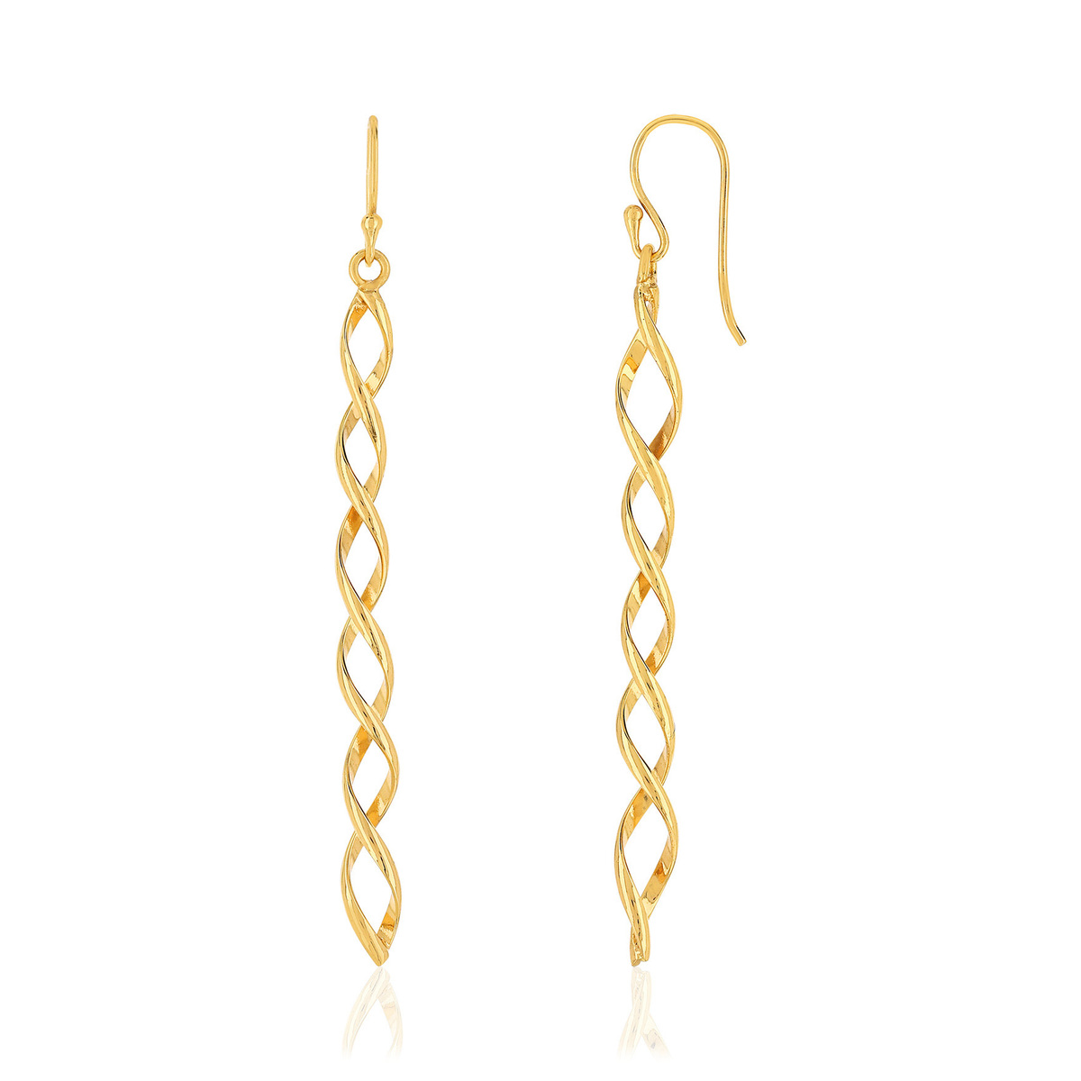 Boucles d'oreilles plaqué or pendants torsadées