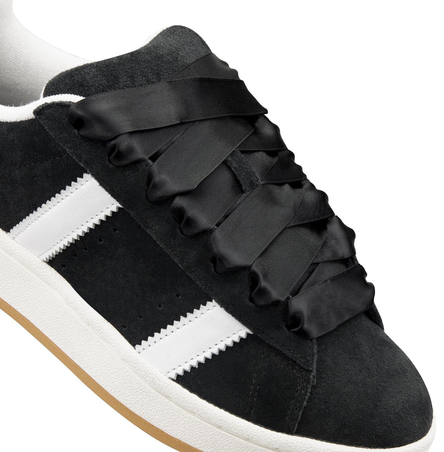 (1 Paar) 120cm Breite Satin Schnürsenkel Klassische Sneaker Schuhbändel - Schwarz
