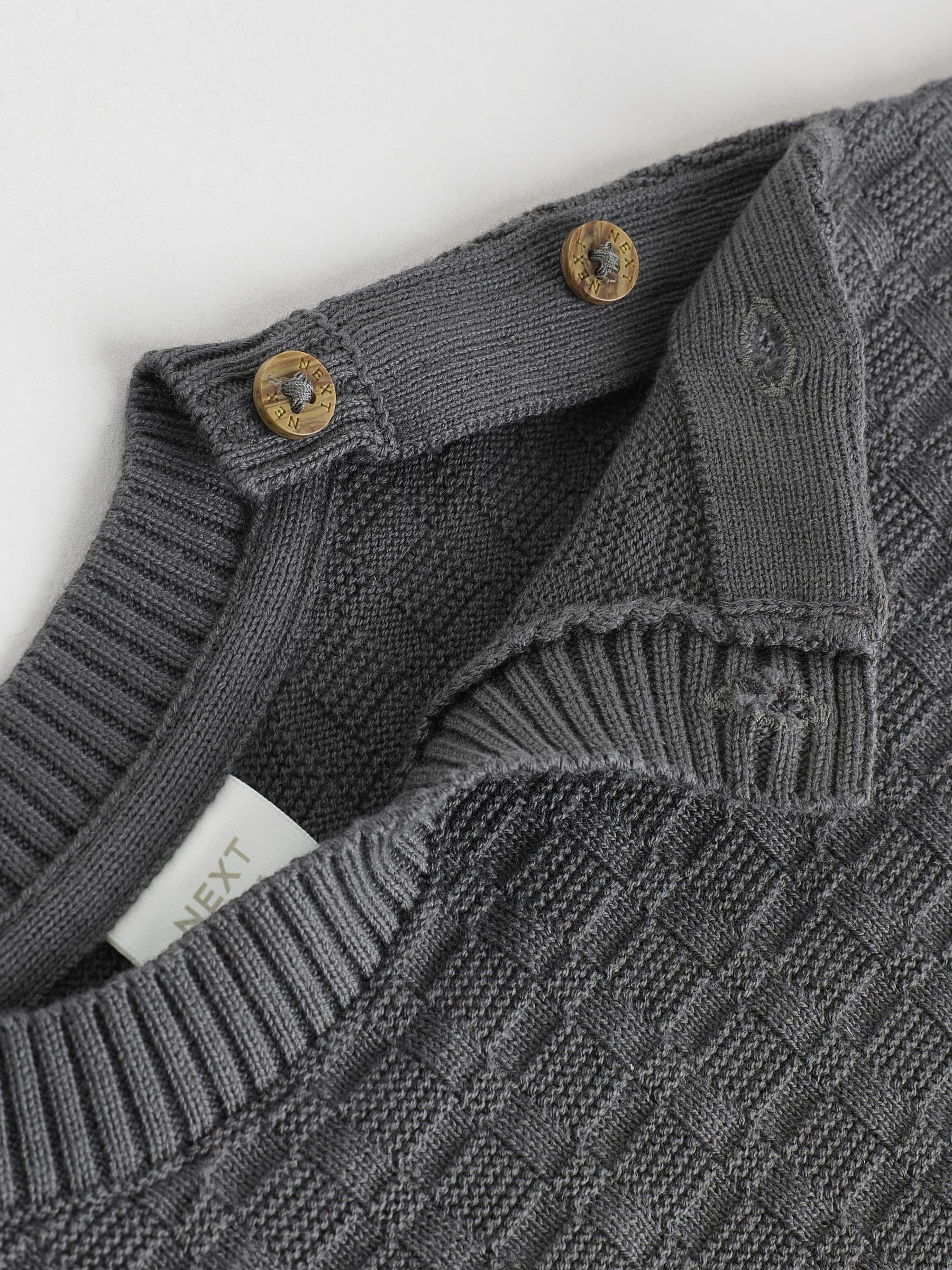 Antraciet - Babyset met gebreide trui en legging van 100% katoen met textuur (0mnd -3jr)