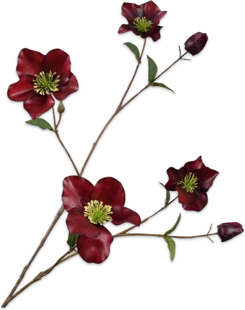 Silk-ka kunstbloem Helleborus donker rood 94 cm