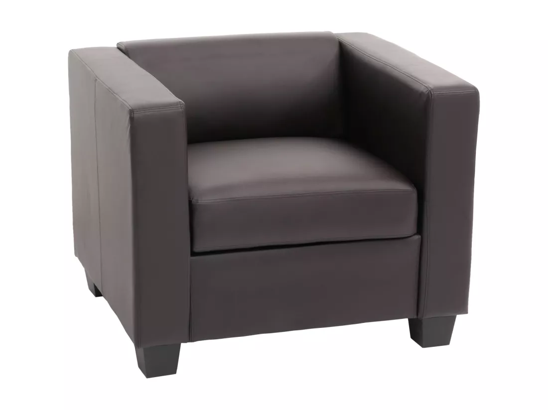 Fauteuil lounge Lille, simili-cuir café