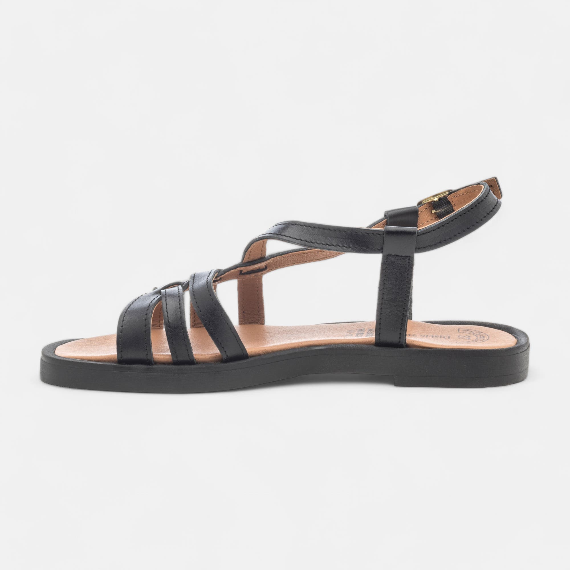 Nu-pieds Femme en cuir noir