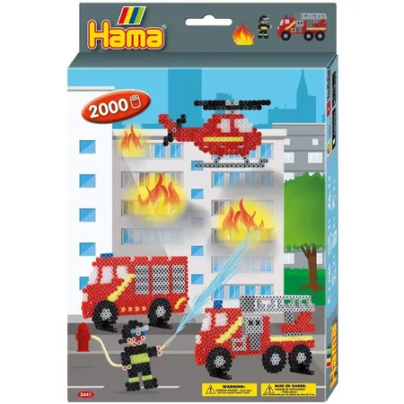 Hama Bügelperlen Feuerwehr, Midi, ca. 2000 Stück, inklusive Stiftplatte und Zubehör