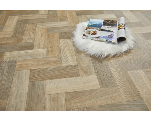PVC vloer Reuzen visgraat parket look naturel FB532 300 cm breed (per meter verkocht)