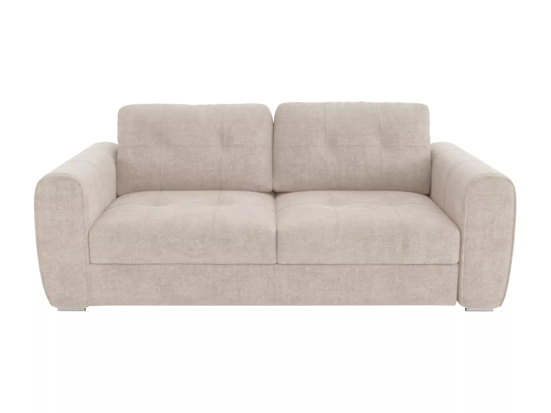 Canapé 4 places convertible express en tissu beige - Couchage 160 cm - Matelas 14 cm BOLIPO