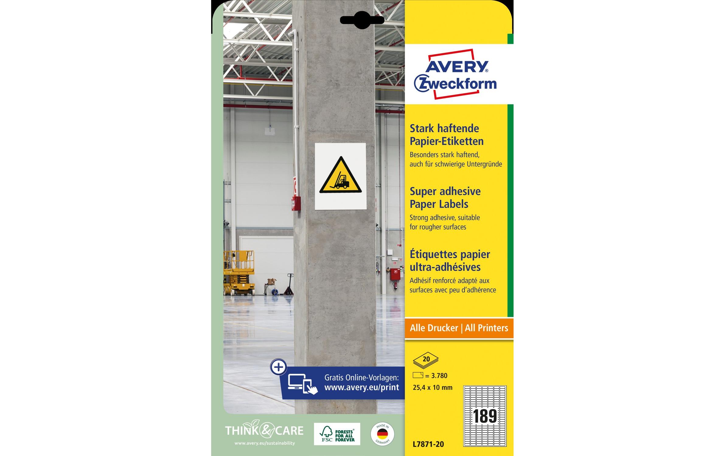 Vielzweck-Etiketten 25.4 x 10 mm, 20 BlattSelbstklebende Etiketten