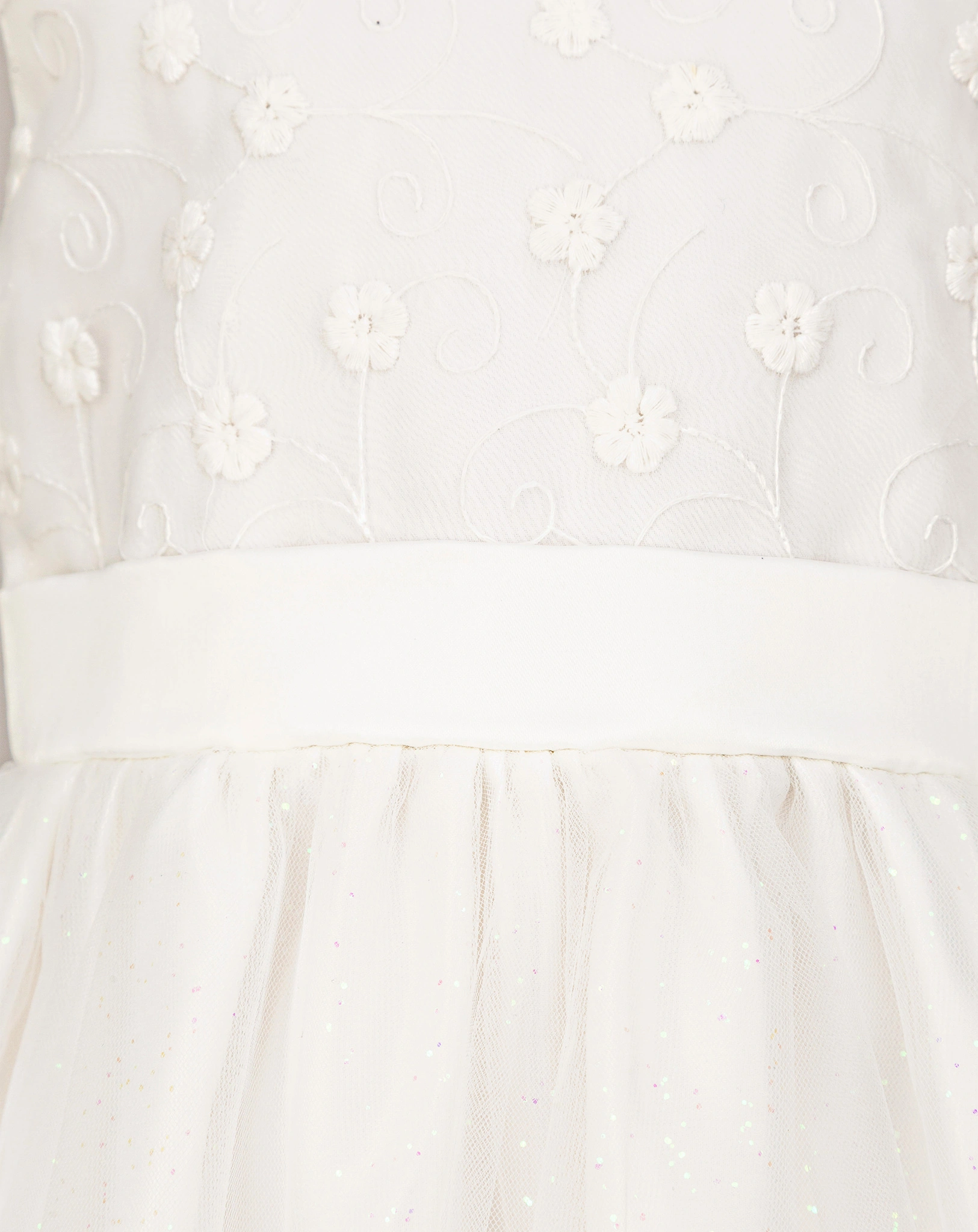 Kleid GLITTER FLOWERS ärmellos in ecru