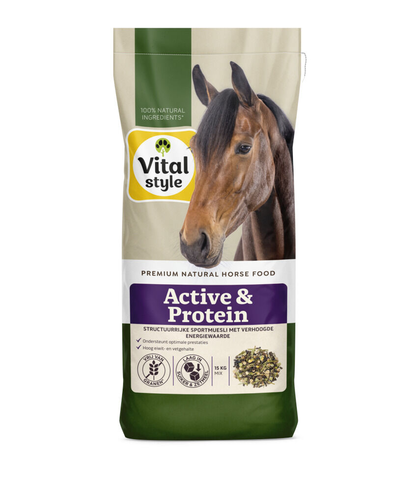 VITALstyle Active & Protein Muesli - Paardenvoer - 15 Kilogram - Zak