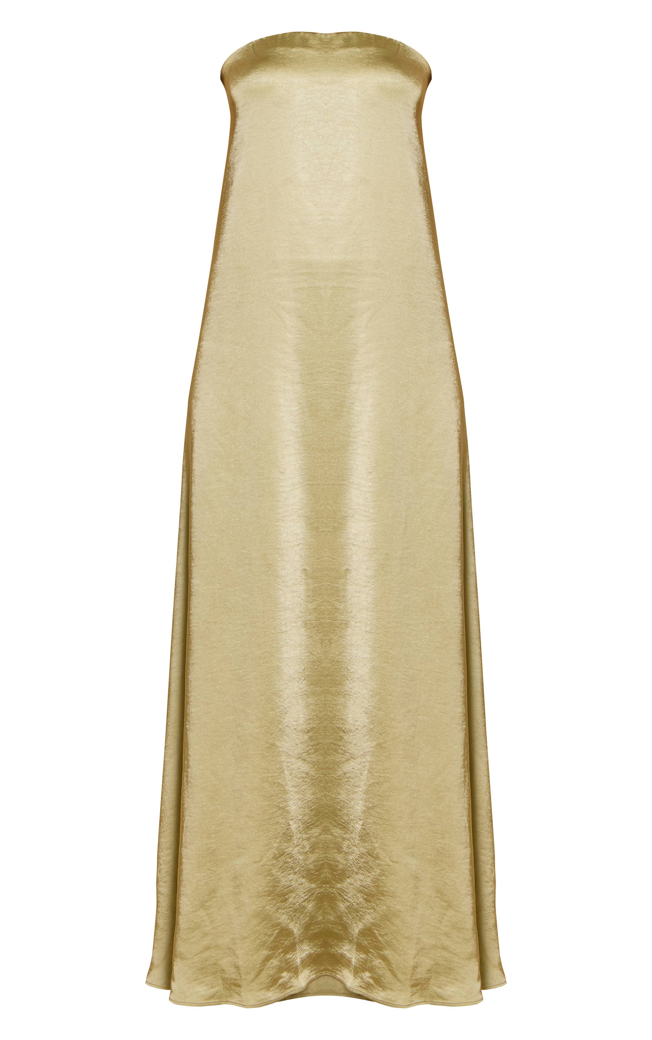 Vert Robe Fourreau Bustier En Satin Texturé