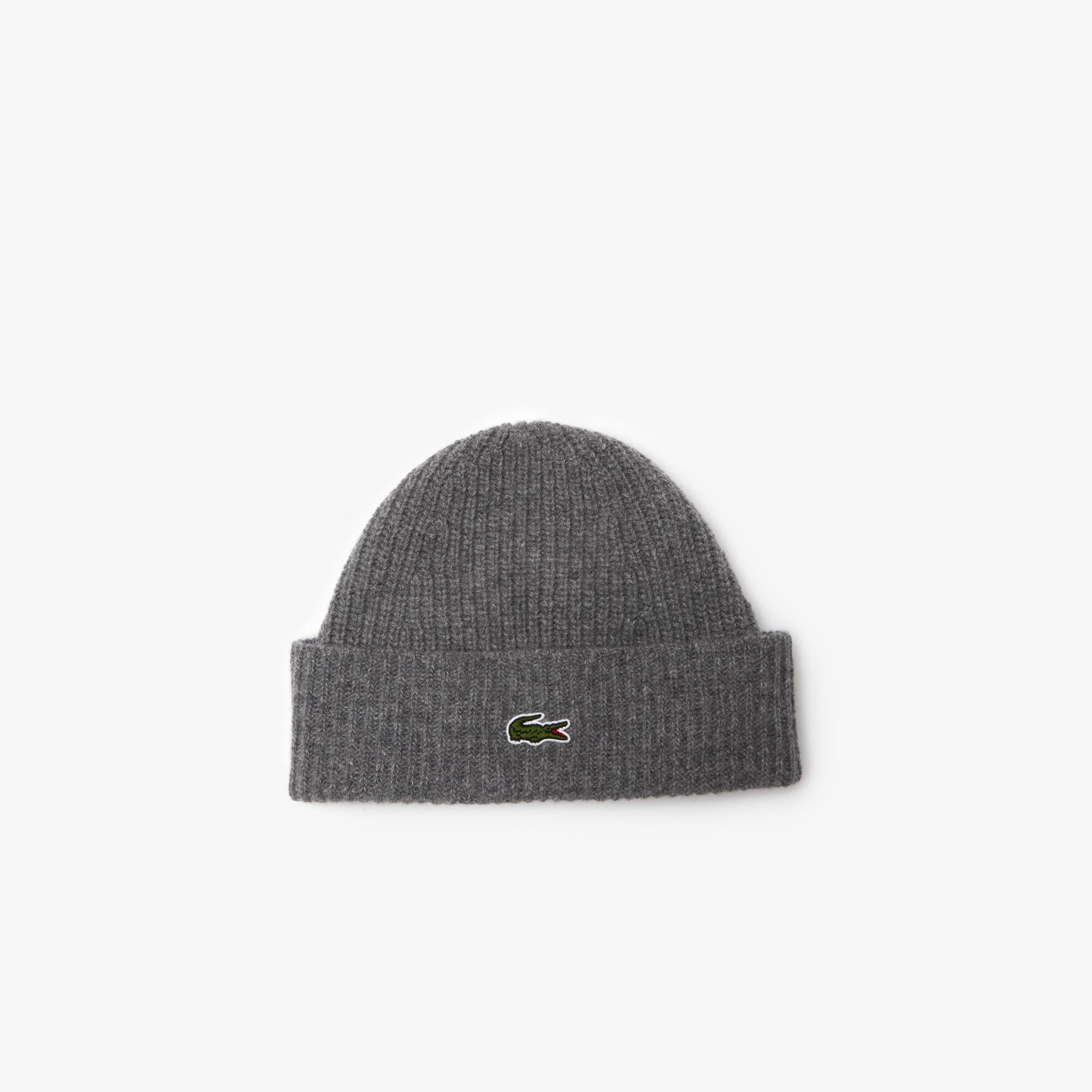 Unisex LACOSTE Beanie aus gerippter Wolle Mützen - Grau - Lacoste - Unisex