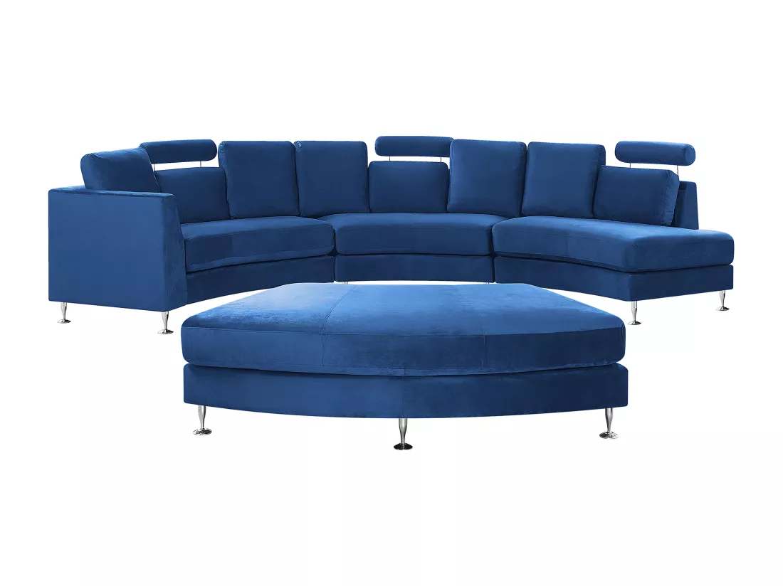 Canapé circulaire modulable en velours bleu marine 8 places ROTUNDE