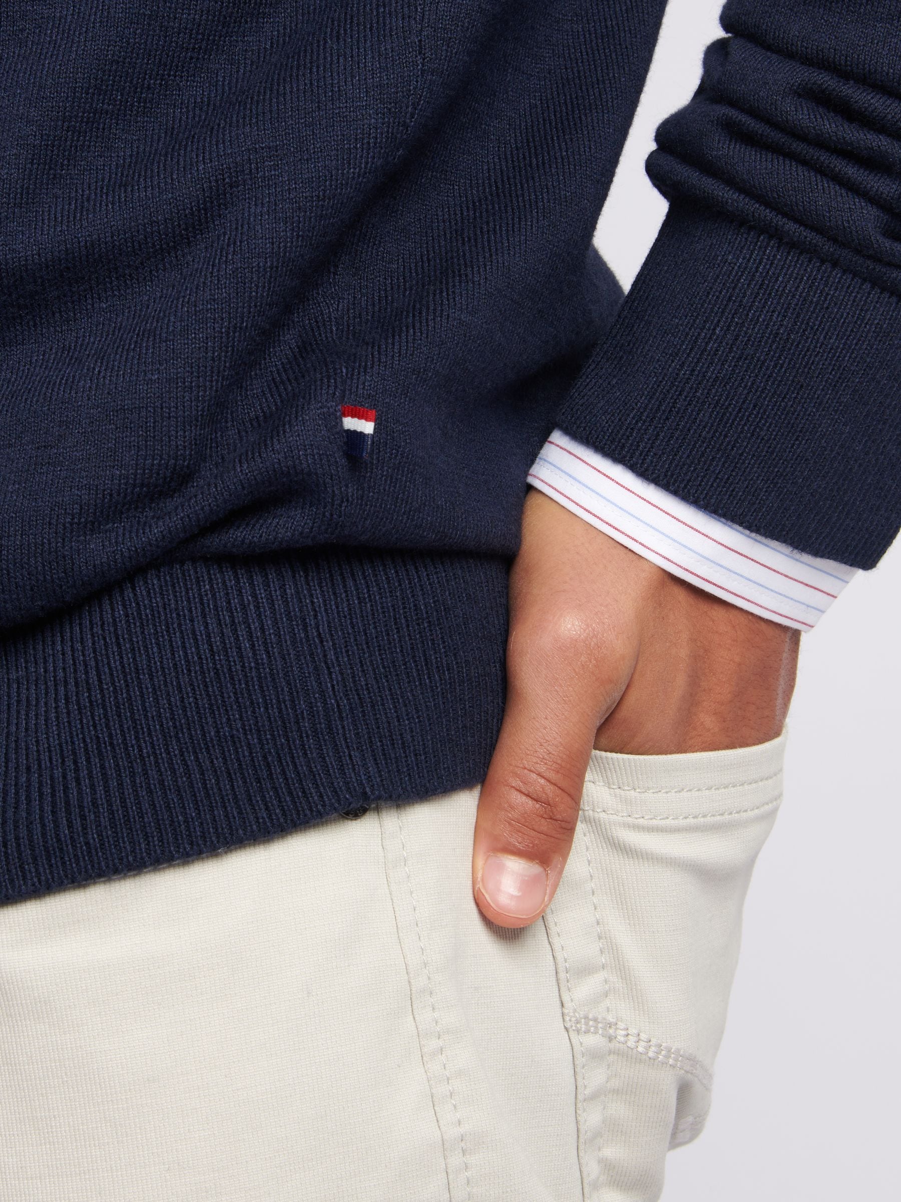Marineblauw - U.S. Polo Assn. Katoenen Opstaande kraag 1/4 gebreid met rits
