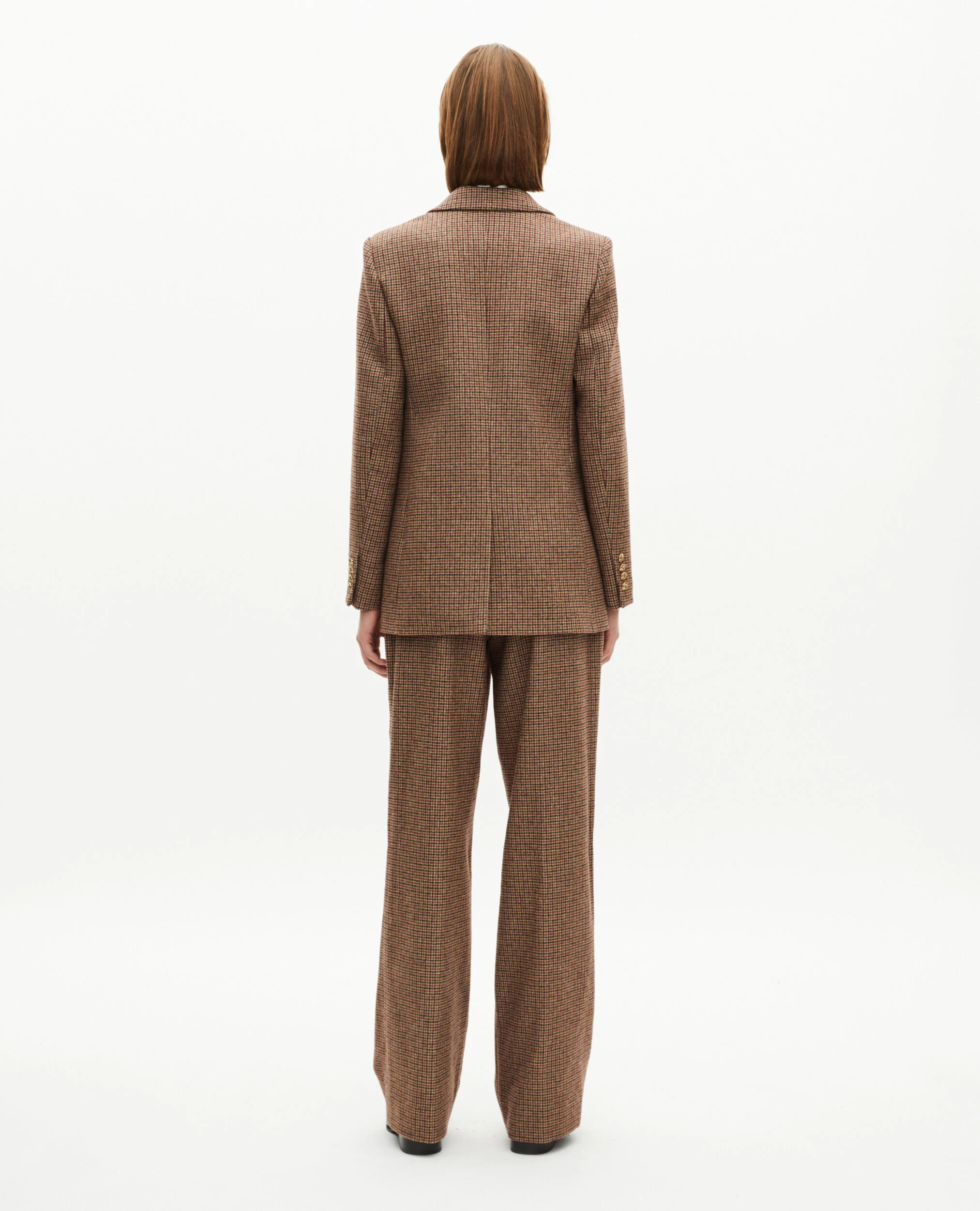 Veste tailleur en pied de poule camel