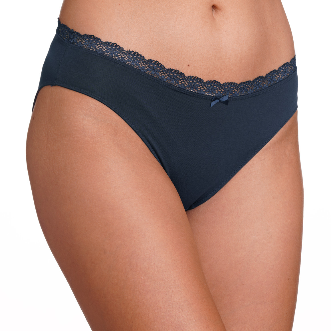 Gina Benotti 3 Damen Slips mit Spitzenbesatz cremeweiss / dunkelblau