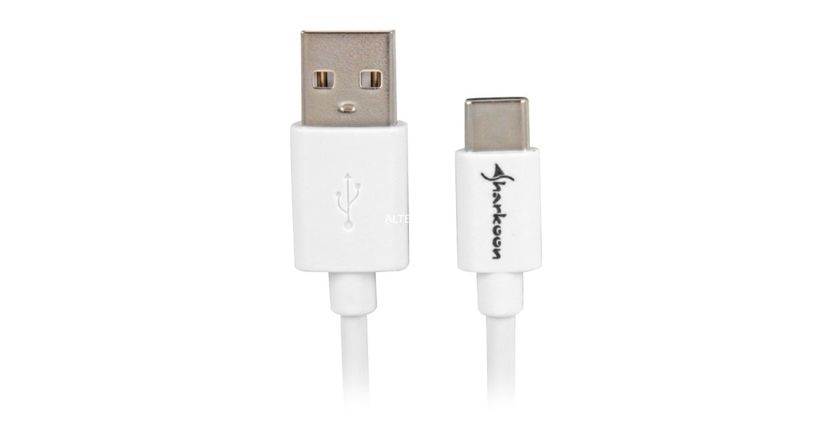 SharkoonUSB-A 2.0 - USB-C kabel  (Wit, 3 meter)