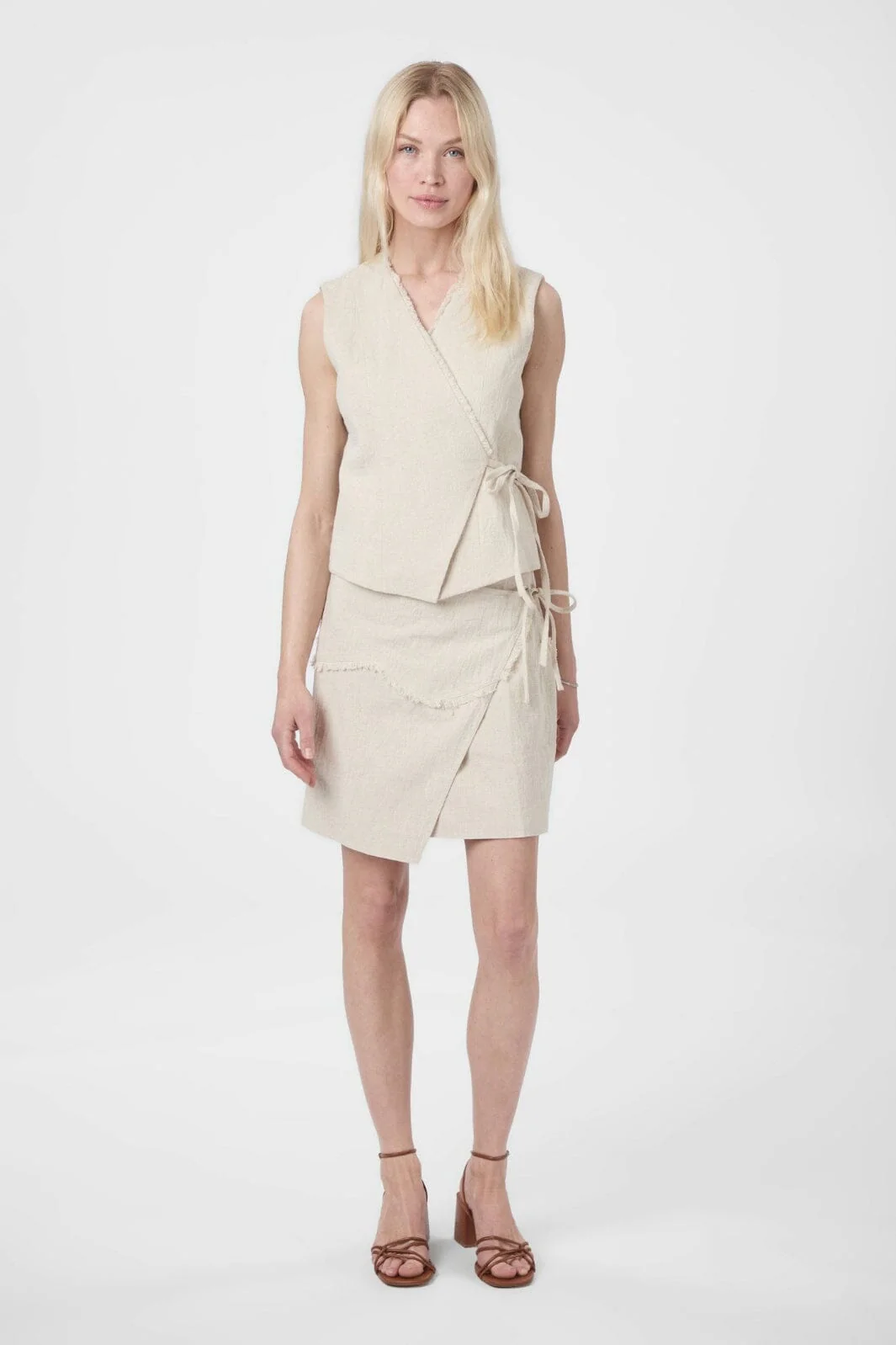 Neo Noir Filora Ramie Wrap Waistcoat 166243
