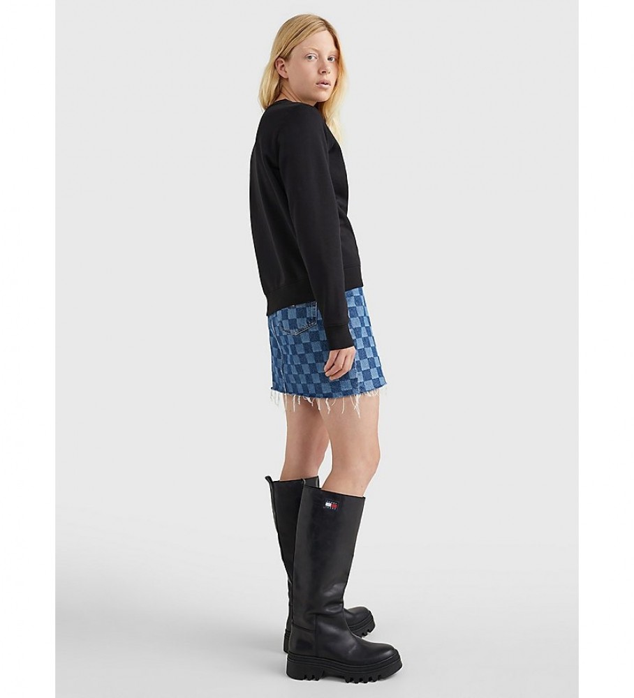 Suéter Tommy Jeans Regular Fleece com Gola C Preto