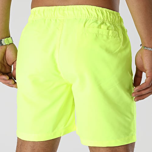 Short De Bain Tag Logo Jaune Fluo Noir