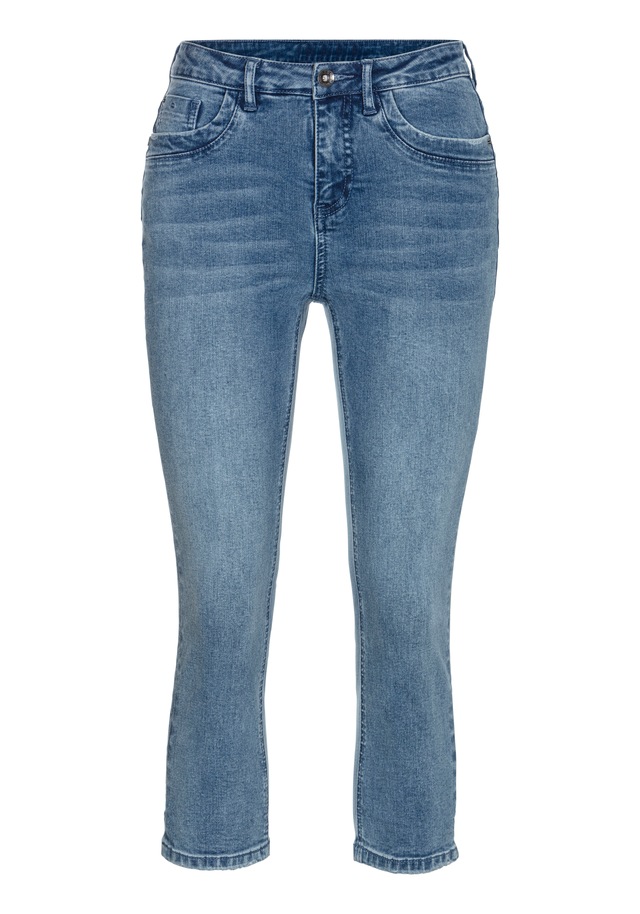 H.I.S Caprijeans , schmale Beinform,  krempelbare Beinabschlüsse,  hohe Leibhöhe