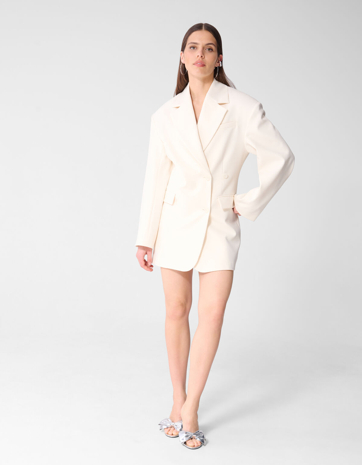 Blazer Mini Jurk Gebroken Wit