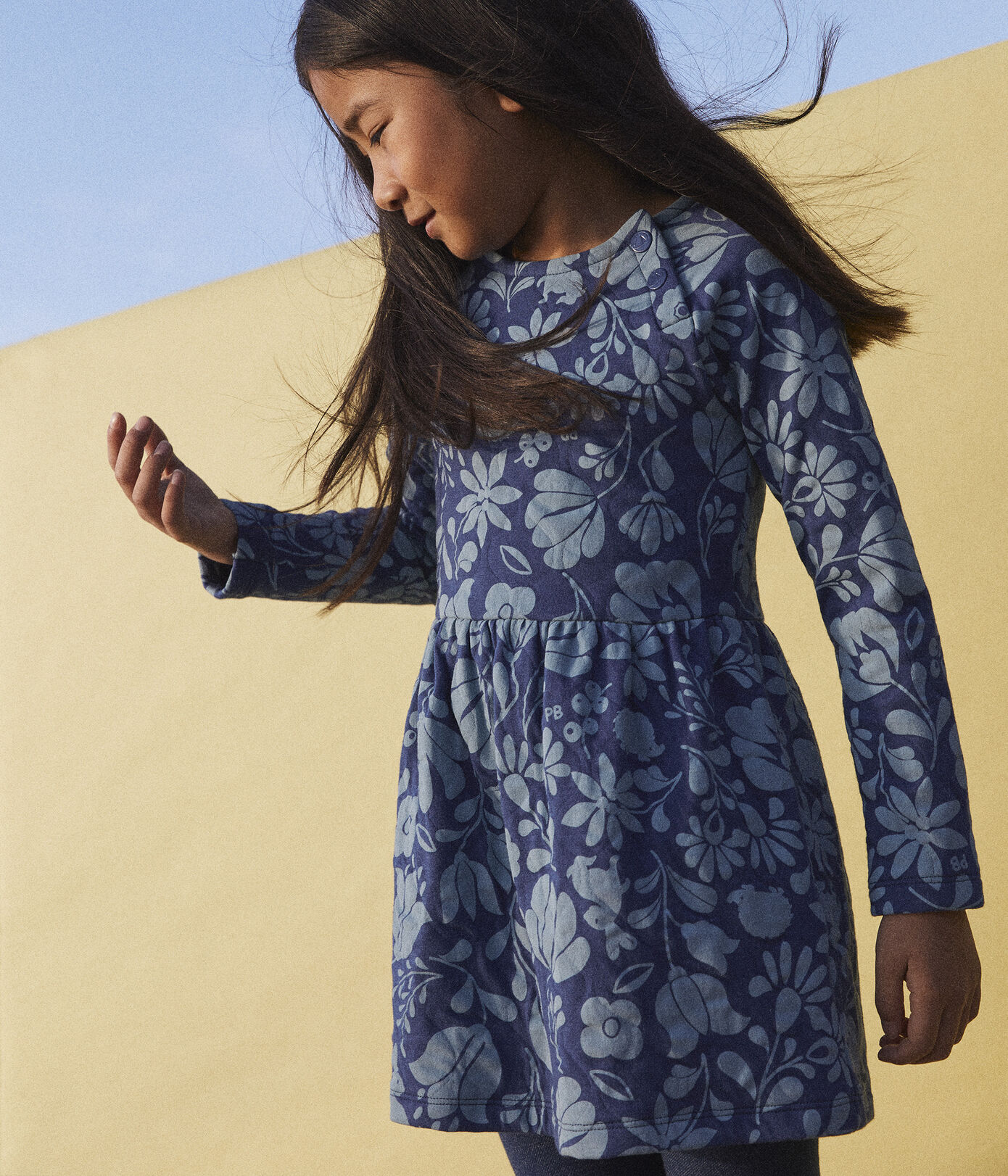 Robe fleurie manches longues en tubique enfant fille