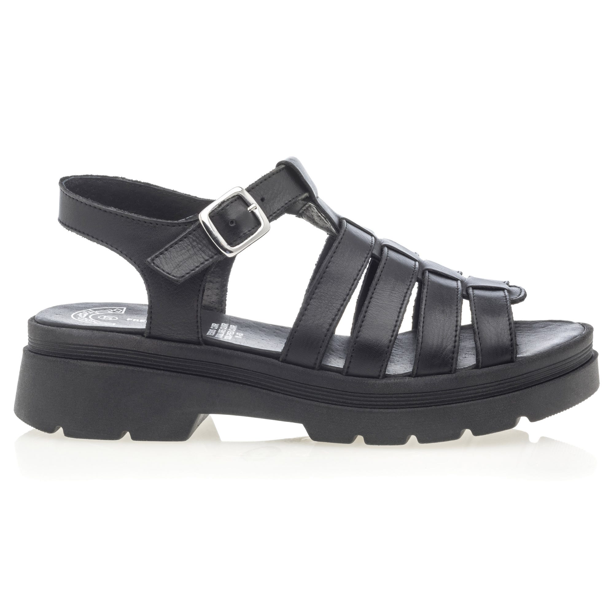 Sandales Femme en cuir noir