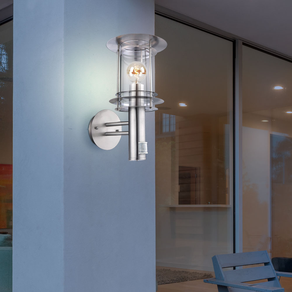 LED Wandlampe, Edelstahl, Bewegungsmelder, H 36 cm