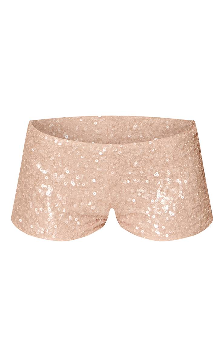 Crème Ensemble Short Taille Basse À Paillettes Champagne