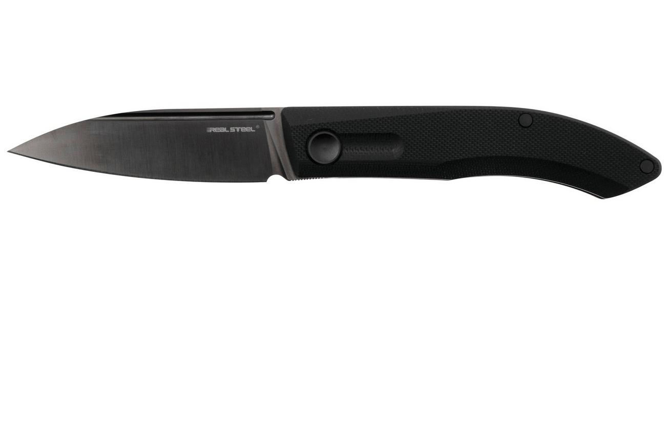 Real Steel Stella Lux 7041Z1, K110 DLC Coating, Black G10, slipjoint zakmes