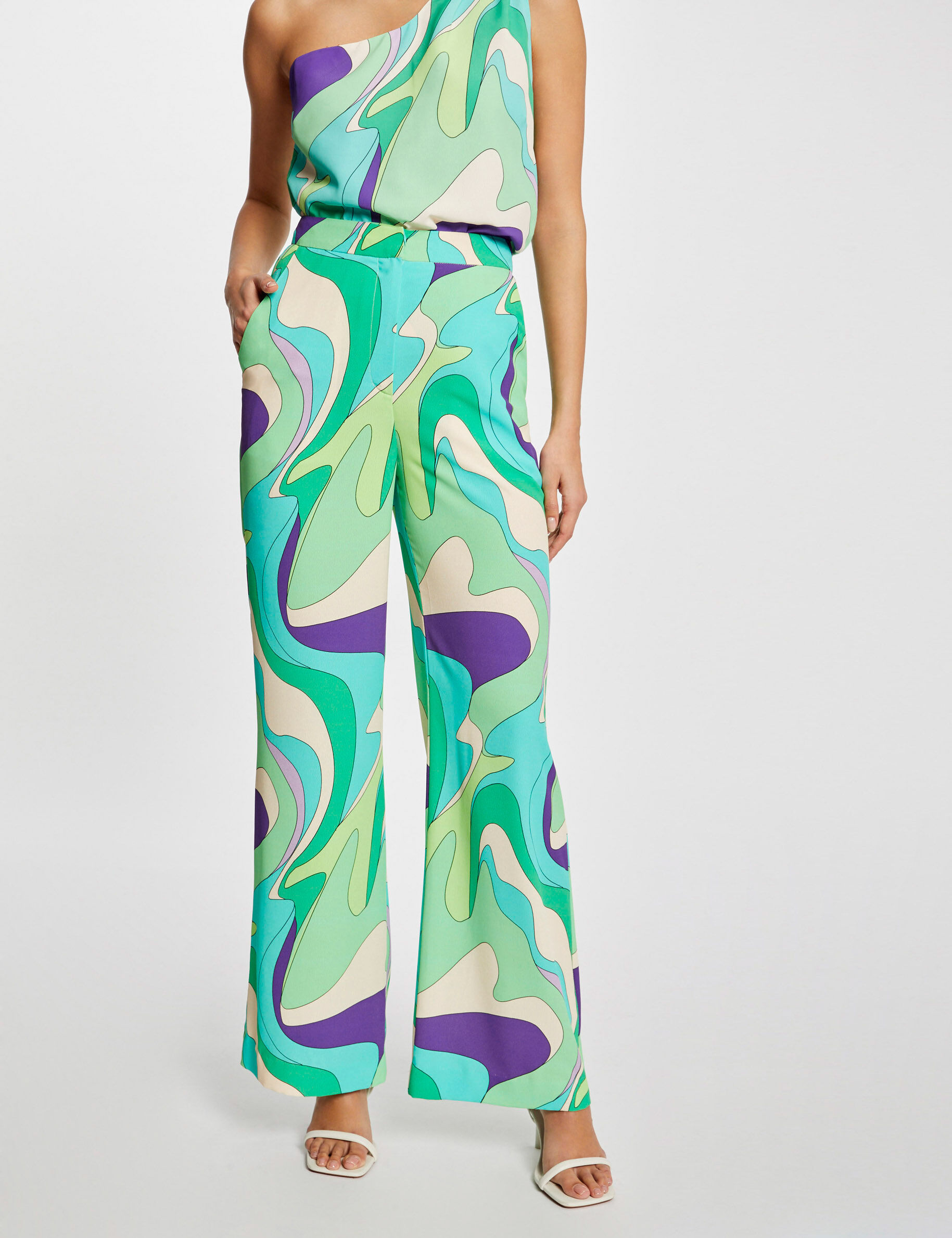 Pantalon large fluide imprimé abstrait multico femme - multico