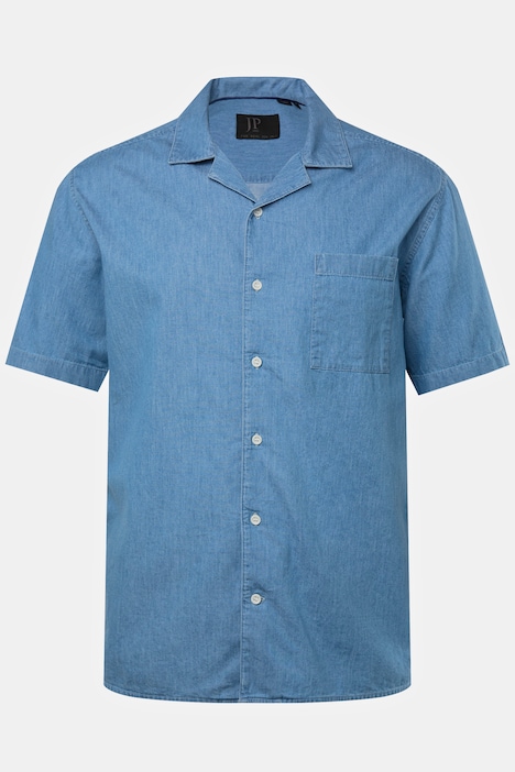 Hemd, Halbarm, Jeans-Look, Cuba-Kragen, Cuba-Fit, bis 8 XL