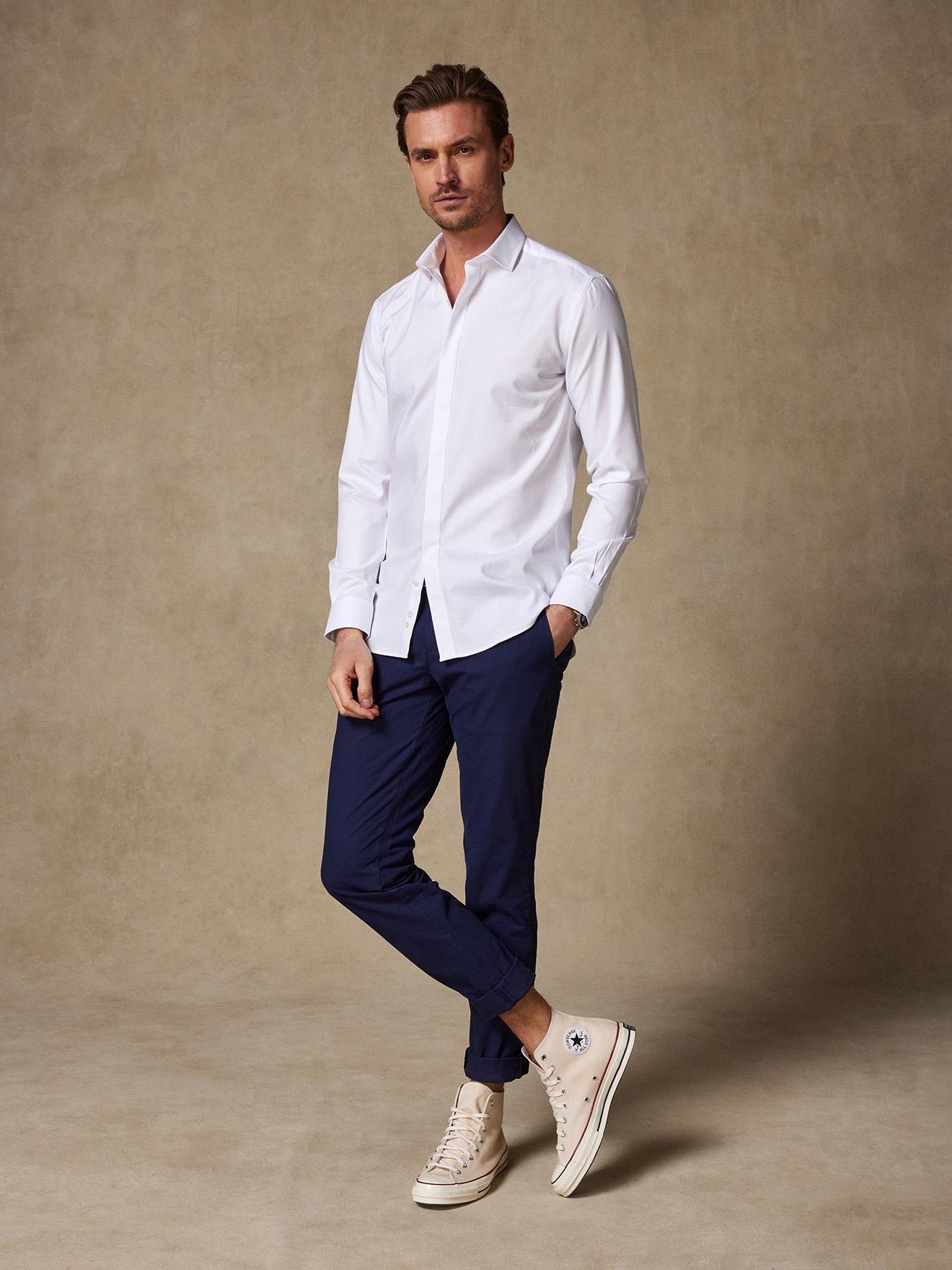 Chemise en chevron blanc - Gorge cachée