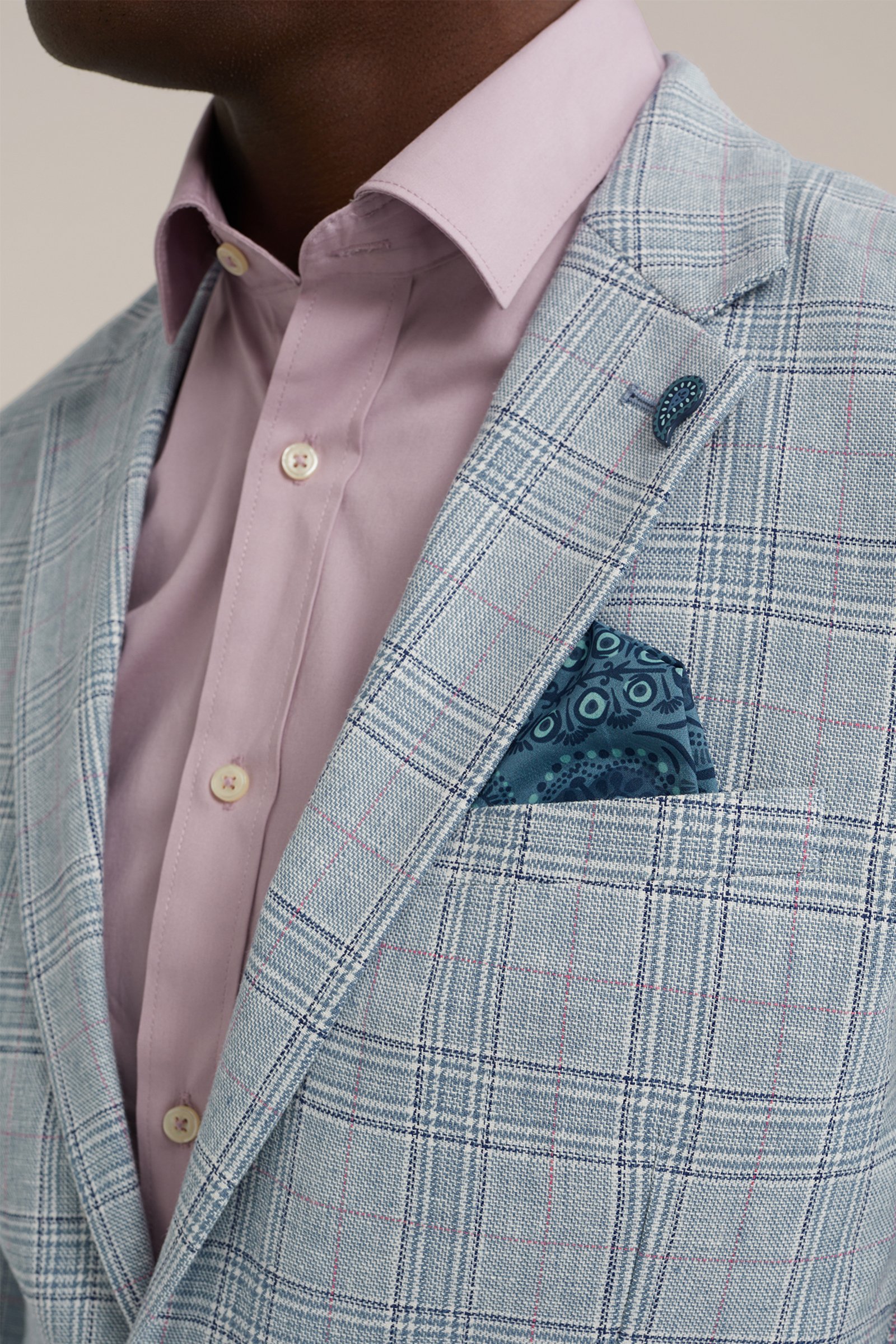 slim fit blazer van linnenmix WE Fashion Lichtblauw