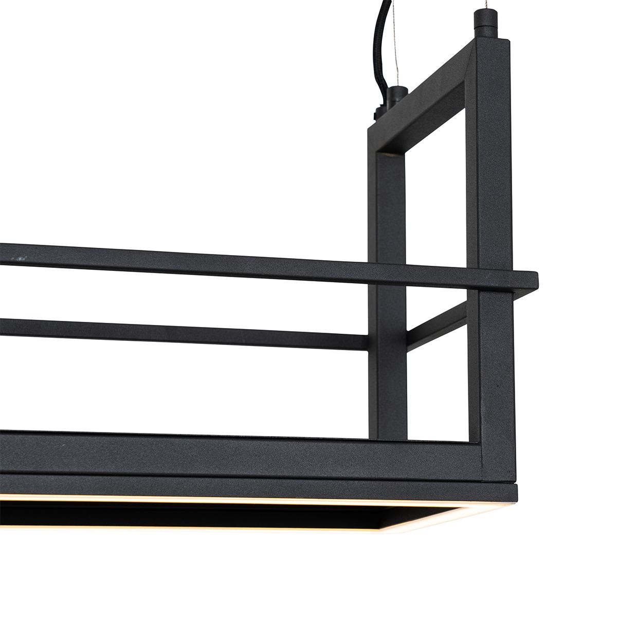 Hanglamp zwart met rek incl. LED 3-staps dimbaar - Cage Rack