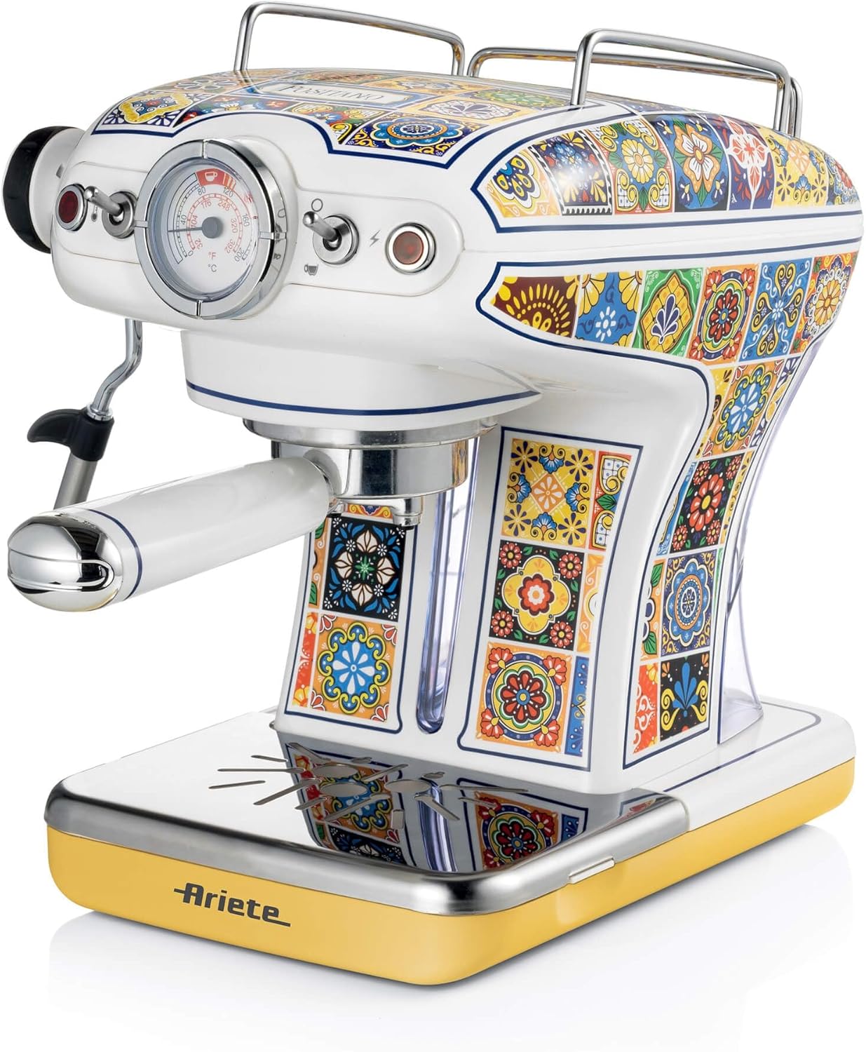 Ariete Kaffeemaschine 1389, Positano, Weiß und Gelb