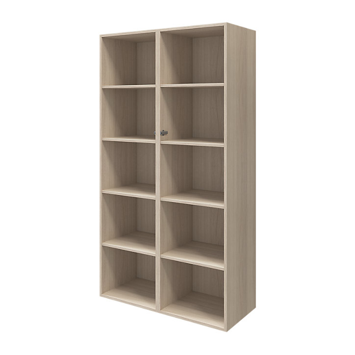 Meuble de rangement portes battantes vitrées et tiroirs effet chêne GoodHome Atomia H. 187,5 x L. 100 x P. 47 cm