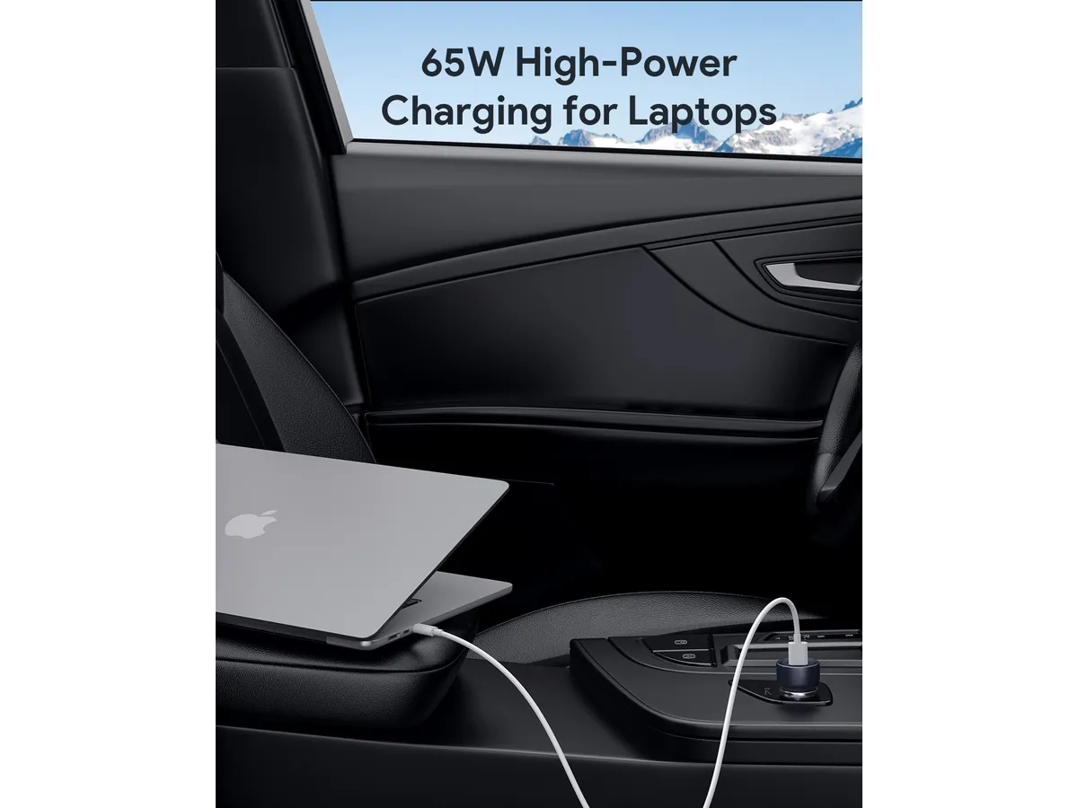 (65W) Enduro Dual USB C Auto KFZ Ladegerät Car Charger Schnellladegerät für Zigarettenanzünder Power Delivery (CC-Y23) - Schwarz