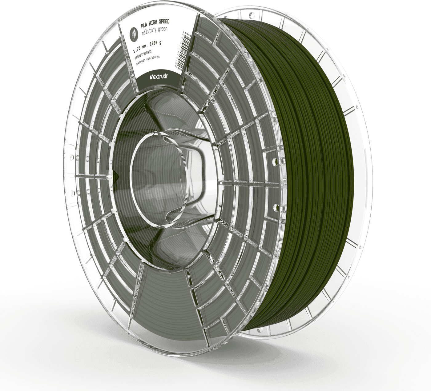 Extrudr  PLA High Speed Militär Grün, 1,75 mm / 1000 g    PLA HS für Druckgeschwindigkeiten bis zu 1000 mm/s in Militär Grün
