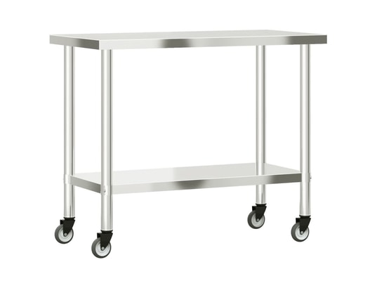 VIDAXL - Mobilier de cuisine Table de travail de cuisine avec roues 110x55x85 cm inox