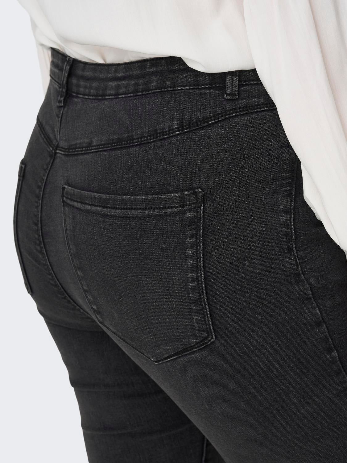 CARTHUNDER Mittlere Taille Skinny Fit Jeans Dark Grey Denim