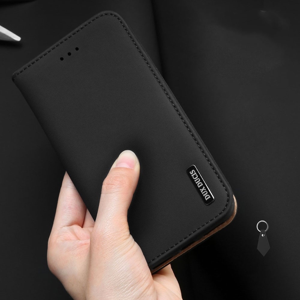 iPhone SE (2022/2020) / 8 / 7 Flip Wallet Cover Echtleder Tasche Wish Series - Schwarz