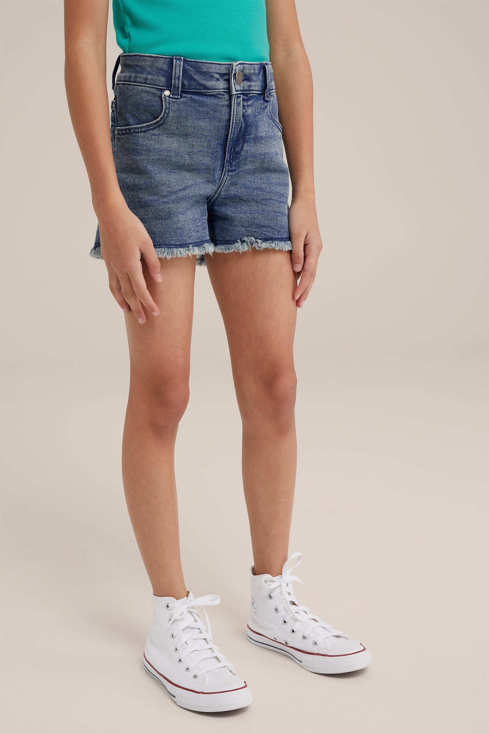 Meisjes slim fit denimshort Blue Ridge Groenblauw