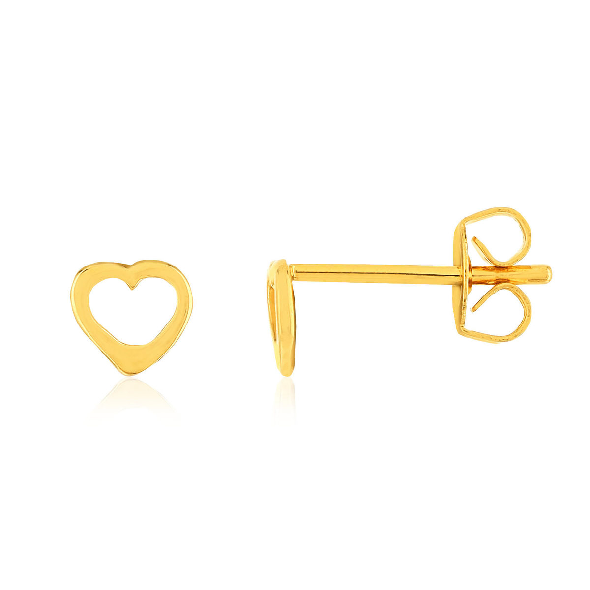 Boucles d'oreilles plaqué or jaune motif coeur.