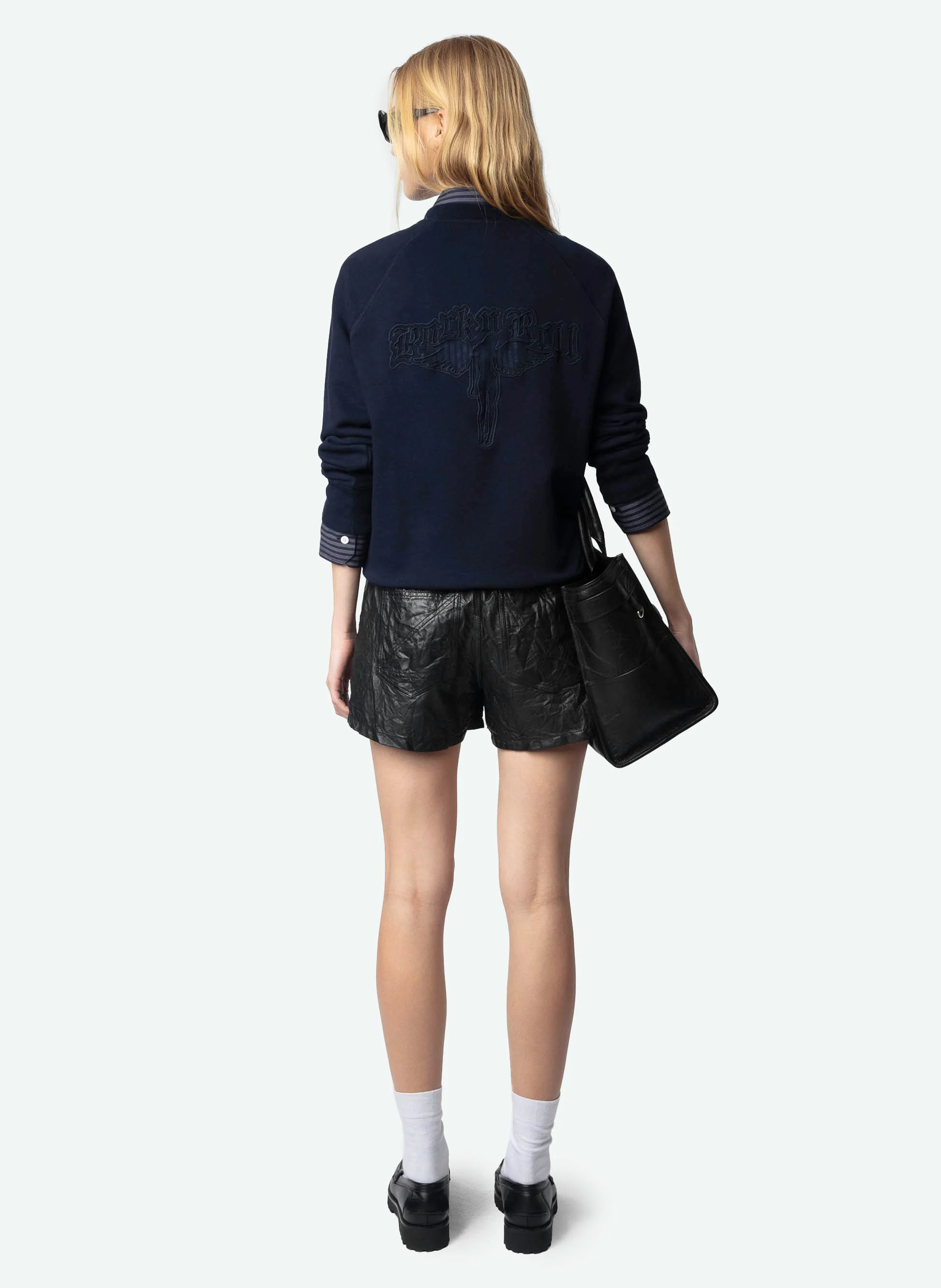 UPPER - Sweat droit col rond en coton | Bleu