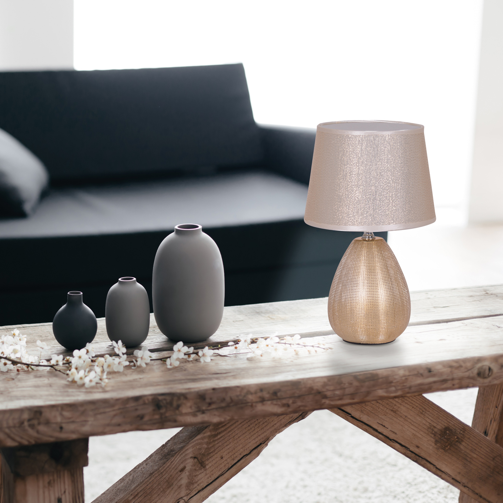 Tischleuchte SIMPLY CERAMICS - gold - 31 cm hoch