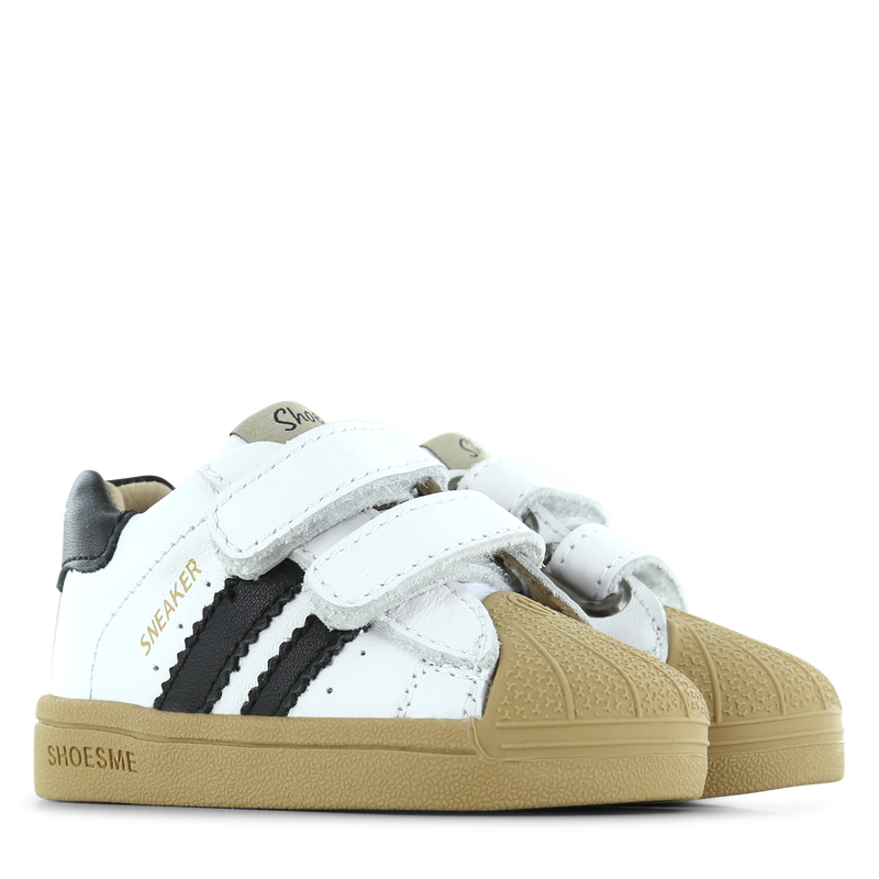 Shoesme wit-zwart sneakertje met stootneus Microfiber leer | Uni schoenen