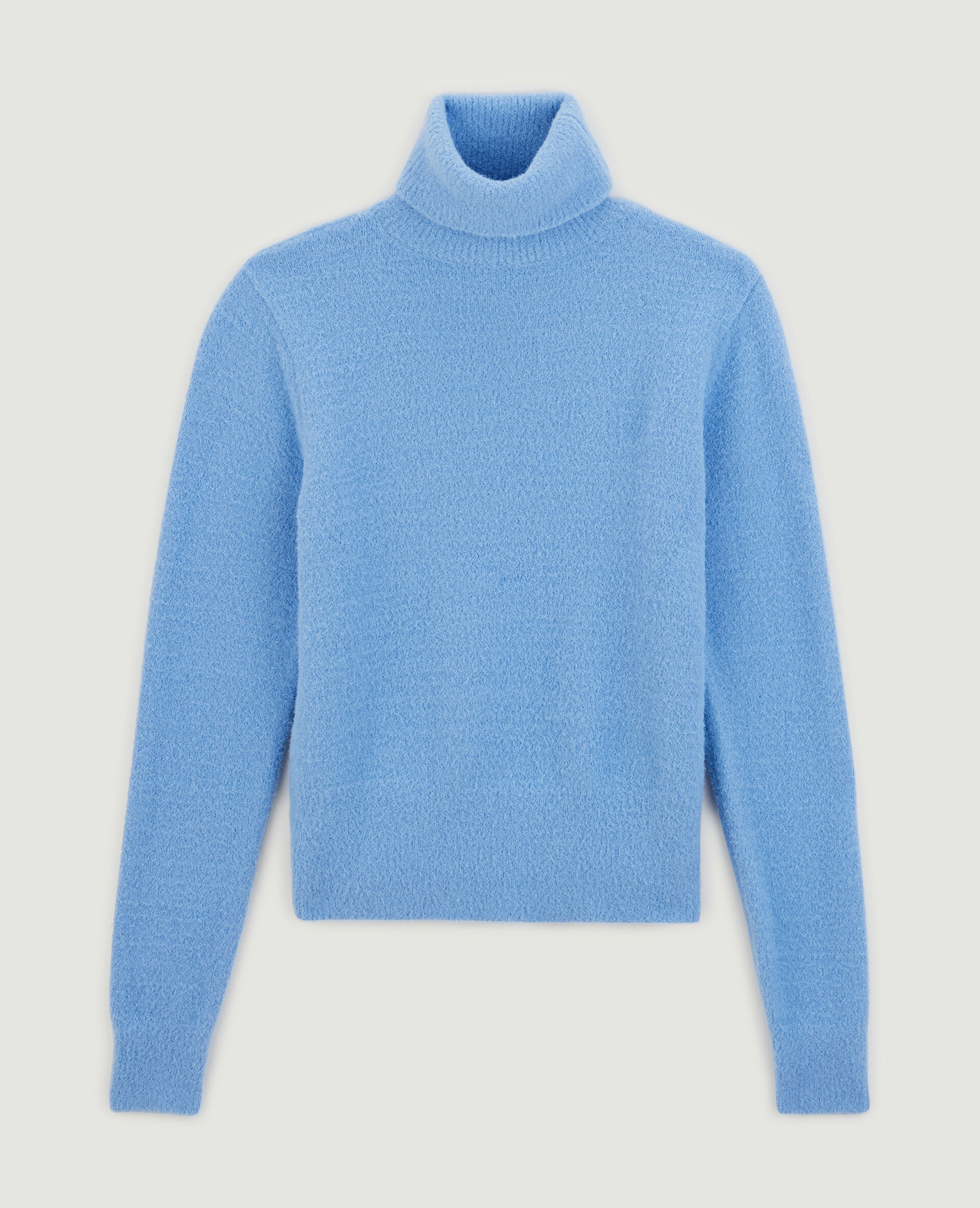 Pull col roulé maille fluffy - Bleu