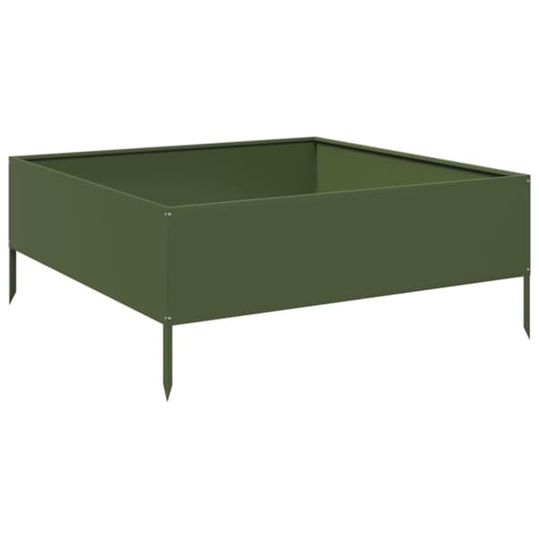 vidaXL Høybed olivengrønn 100x100x25 cm stål